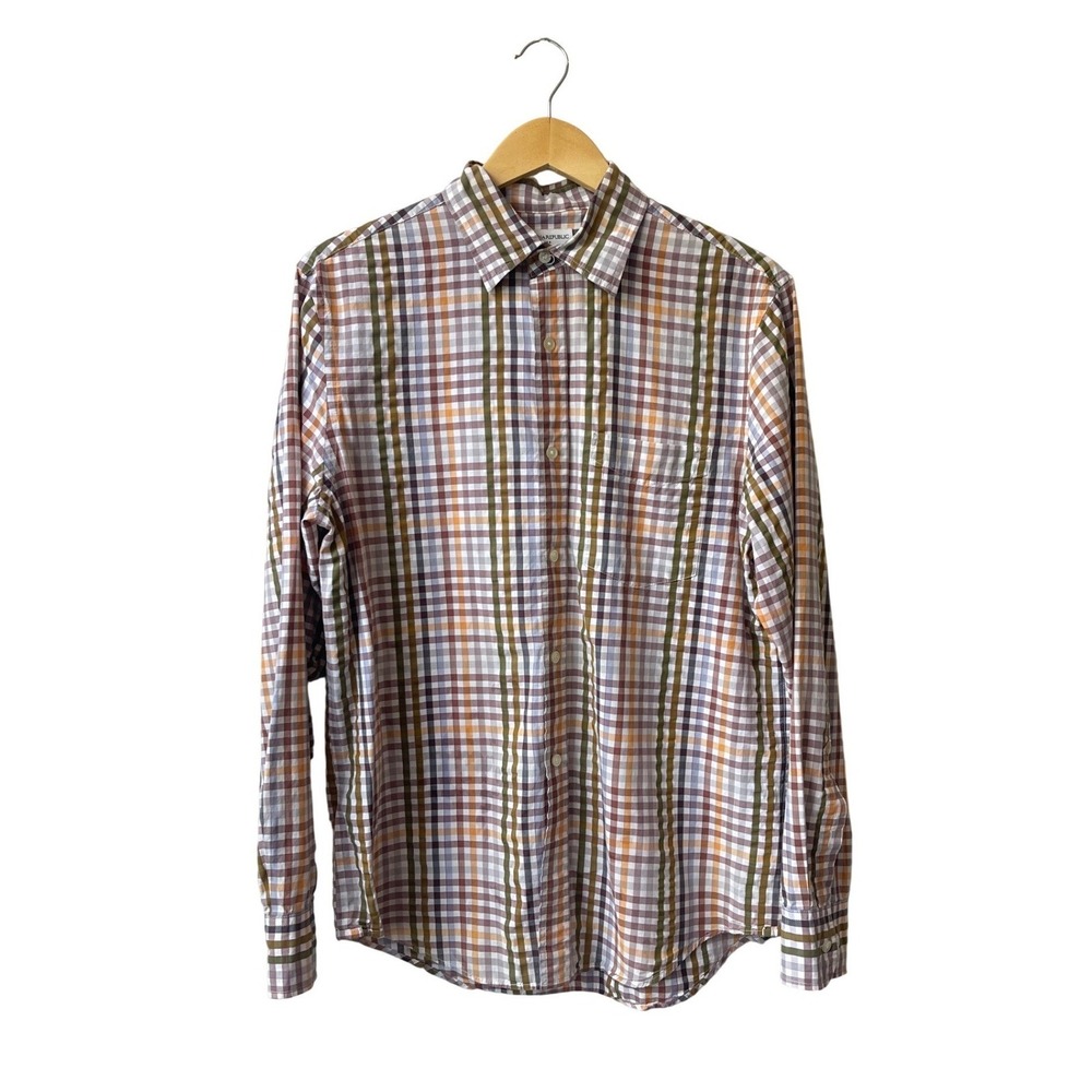 Banana Republic Mens Plaid Button Down Shirt Size M Long Sleeve Cotton Preppy